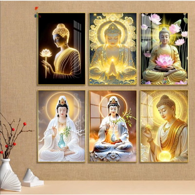 Tranh Tráng gương Phật Giáo mẫu hiện đại in 3D cao cấp